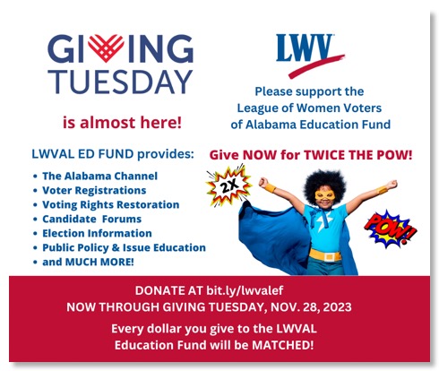 Facebook post - LWVALEF Giving Tuesday 2023 (1)